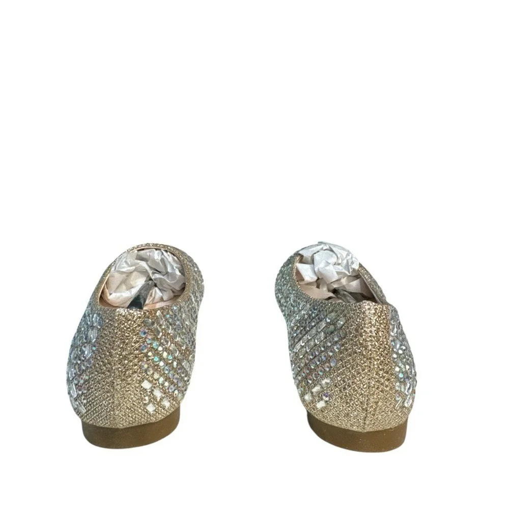Lauren Lorraine Brenda-K Nude Gold Sparkle Kids Dress‎ Shoes Size 8 Read!
